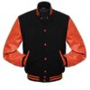 Men's Black And Orange Varsity Jacket