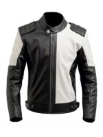 Men's Black And White Biker Jacket