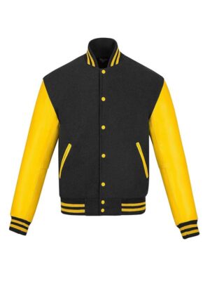Men's Black And Yellow Varsity Jacket