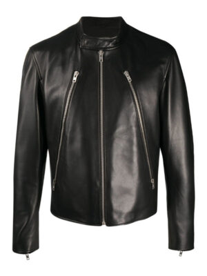 Men's Zipped Black Biker Jacket