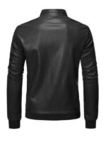 Men's Slim Fit Black Bomber Faux Jacket