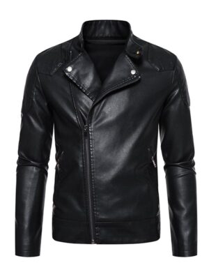 Men's Slim Fit Black Faux Jacket