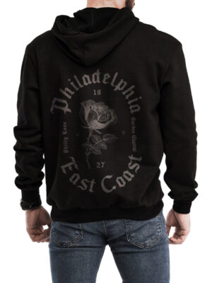 Men's East Cost Printed Black Hoodie