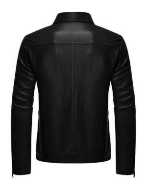 Men's Black Biker Faux Jacket