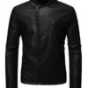 Men's Black Biker Faux Jacket