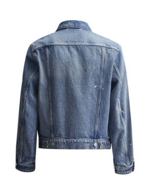 Men's Blue Paint Effect Denim Jacket