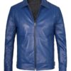 Men's Shirt Style Blue Biker Jacket