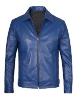 Men's Shirt Style Blue Biker Jacket