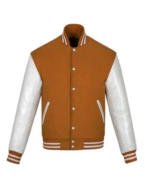 Men's Brown And White Varsity Jacket