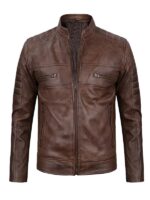 Men's Coffee Brown Biker Leather Jacket