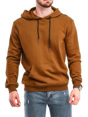Men's Brown Casual Pullover Hoodie