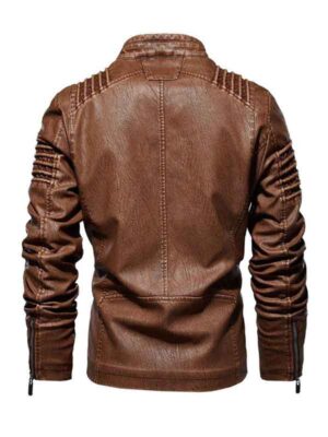 Men's Brown Bomber Faux Leather Jacket