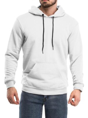 Men's Casual Pullover White Hoodie