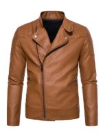 Men's Slim Fit Brown Faux Jacket