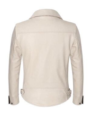 Men's White Faux Biker Jacket