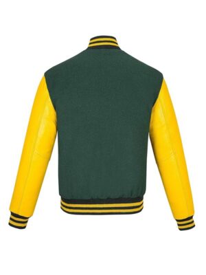 Men's Dark Green And White Varsity Jacket