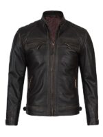 Men's Distress Brown Biker Jacket