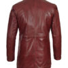 Men's 3/4 Length Maroon Leather Coat