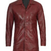 Men's 3/4 Length Maroon Leather Coat