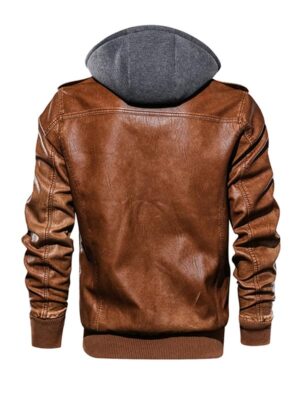 Men's Brown Flavor Hooded Faux Jacket