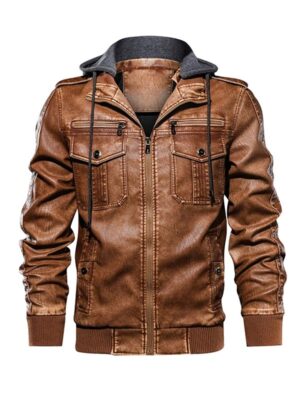 Men's Brown Flavor Hooded Faux Jacket