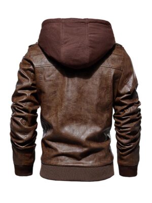 Men's Brown Flavor Hooded Leather Jacket