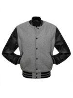 Men's Grey And Black Varsity Jacket