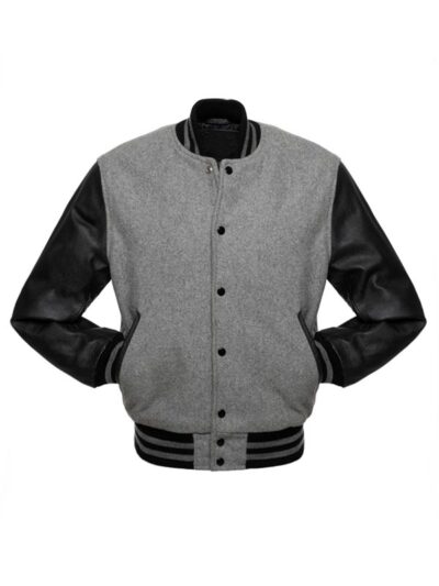 Men's Grey And Black Varsity Jacket