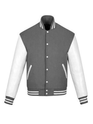 Men's Grey And White Varsity Jacket