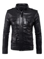 Men's Removable Hood Black Faux Jacket