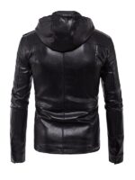 Men's Removable Hood Black Faux Jacket