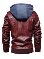 Men's Maroon Bomber Biker Faux Jacket