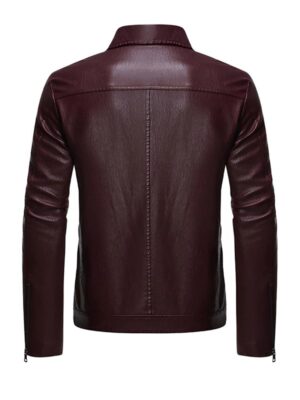 Men's Maroon Biker Faux Jacket