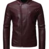 Men's Maroon Biker Faux Jacket