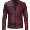 Men's Maroon Classic Biker Jacket