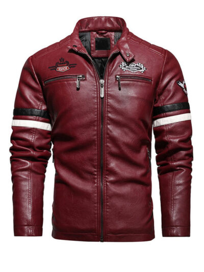 Men's Casual Moto Biker Leather Jacket