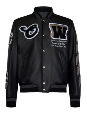 Men's Black Moon Patch Varsity Jacket