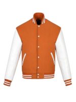 Men's Orange And White Varsity Jacket