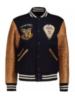 Men's Blue And Golden Varsity Jacket