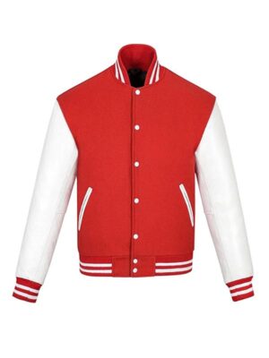 Men's Red And White Varsity Jacket