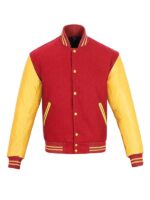 Men's Red And Yellow Varsity Jacket