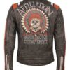 Men's Affiliation Skull Embroidery Biker Jacket