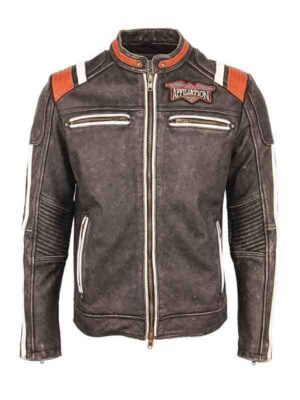 Men's Affiliation Skull Embroidery Biker Jacket