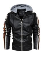 Men's Retro Biker Hooded Leather Jacket