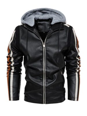 Men's Retro Biker Hooded Leather Jacket