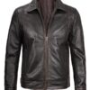 Men's Vintage Brown Shirt Style Biker Jacket