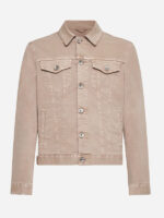 Men's Beige Trucker Style Denim Jacket