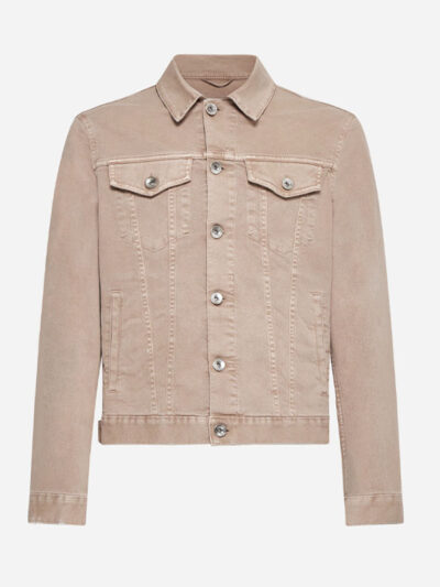 Men's Beige Trucker Style Denim Jacket