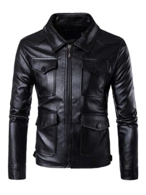 Men's Slim Fit Black Leather Jacket