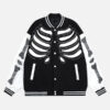 Men's Black And White Skeleton Bomber Jacket